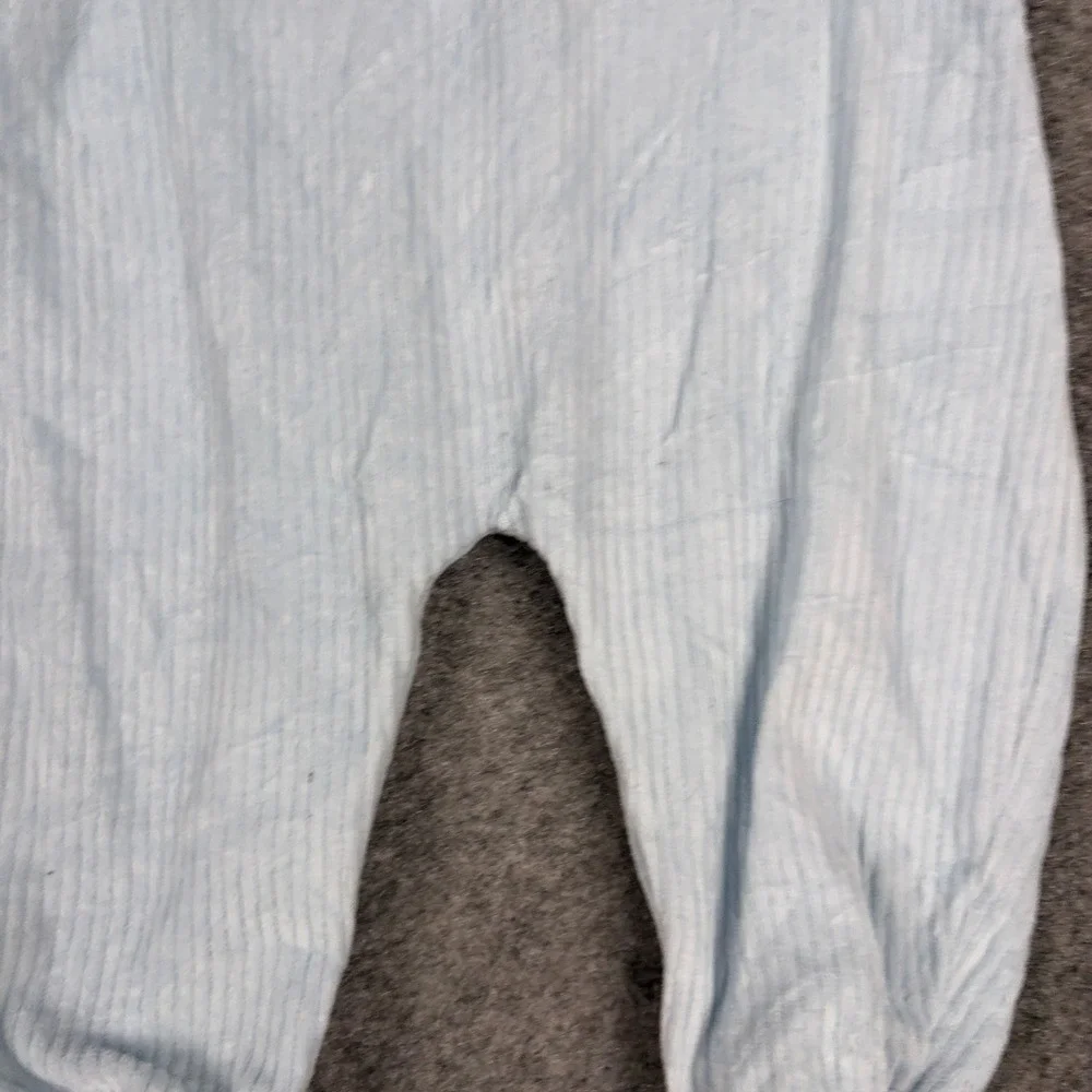 Vintage Baby Footie Pajamas Unisex 6-9 Months Blue Dog Star‎ Velour Sleeper